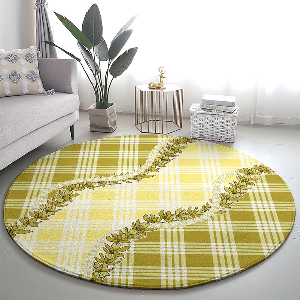 Yellow Hawaii Palaka Round Carpet Hawaiian Pikake Lei LT05 - Polynesian Pride