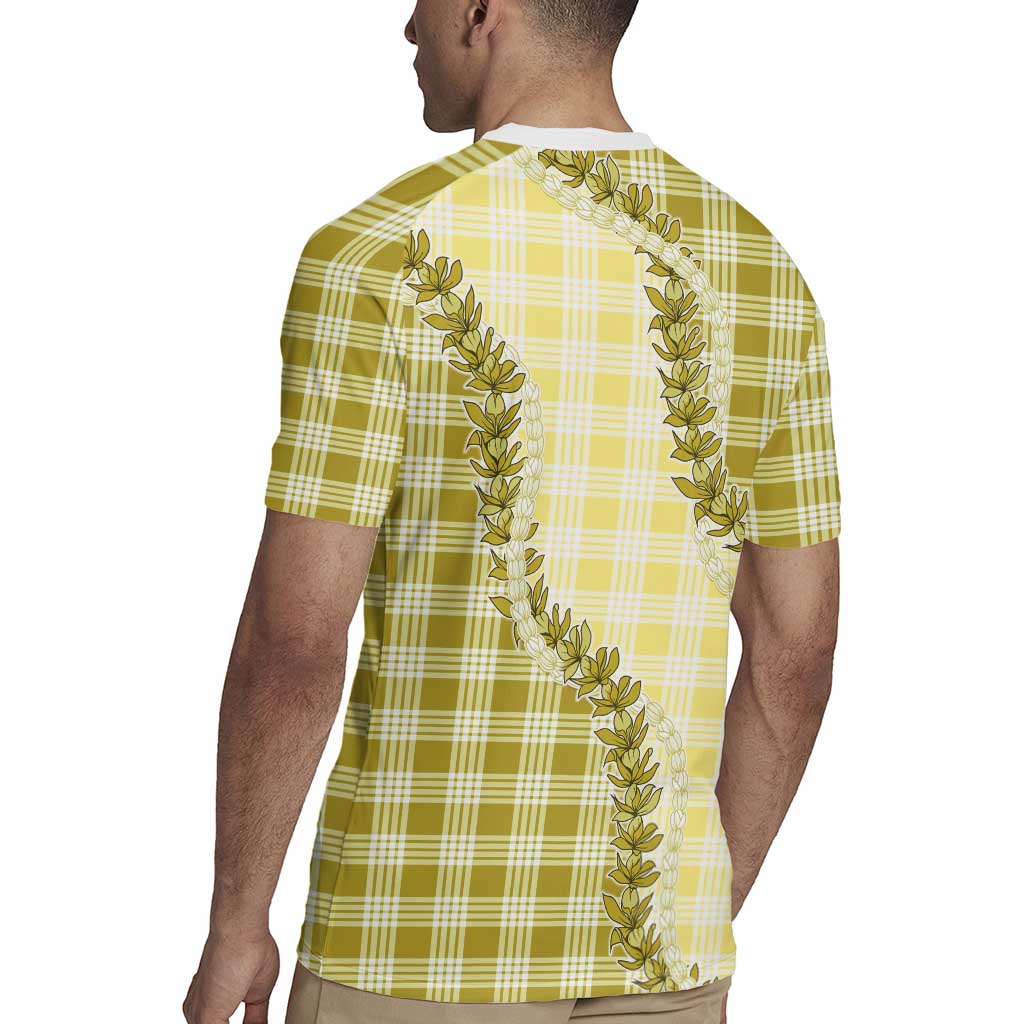 Yellow Hawaii Palaka Rugby Jersey Hawaiian Pikake Lei LT05 - Polynesian Pride