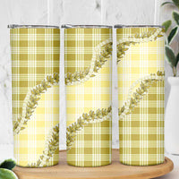 Yellow Hawaii Palaka Skinny Tumbler Hawaiian Pikake Lei LT05 - Polynesian Pride