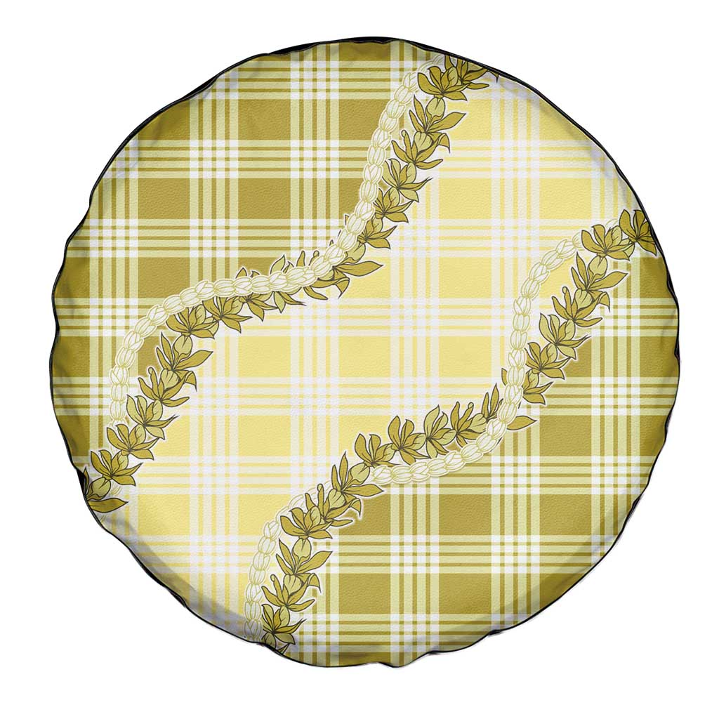 Yellow Hawaii Palaka Spare Tire Cover Hawaiian Pikake Lei LT05 - Polynesian Pride