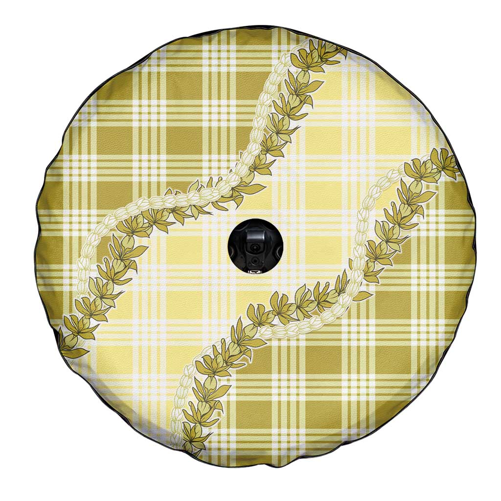 Yellow Hawaii Palaka Spare Tire Cover Hawaiian Pikake Lei LT05 - Polynesian Pride