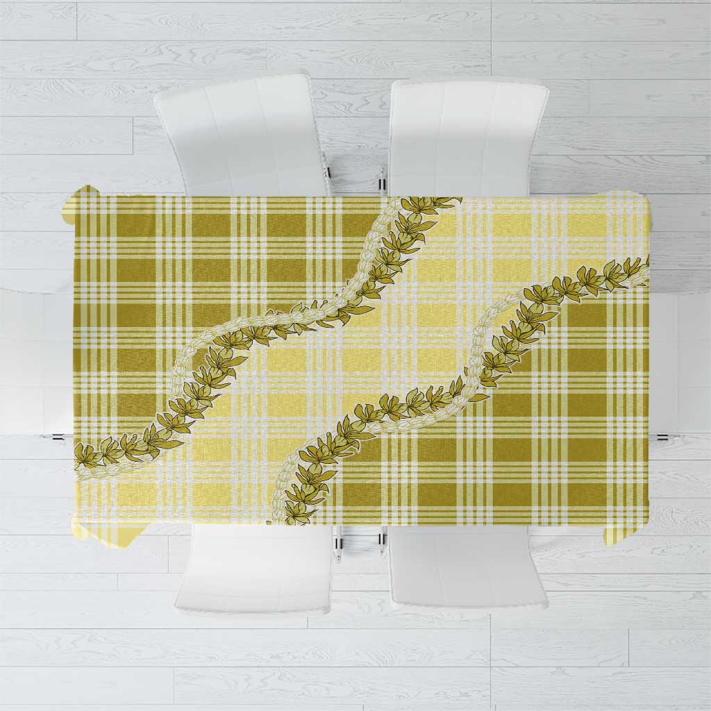 Yellow Hawaii Palaka Tablecloth Hawaiian Pikake Lei LT05 Yellow - Polynesian Pride