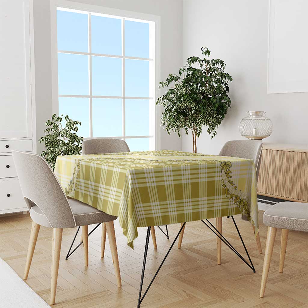 Yellow Hawaii Palaka Tablecloth Hawaiian Pikake Lei LT05 - Polynesian Pride