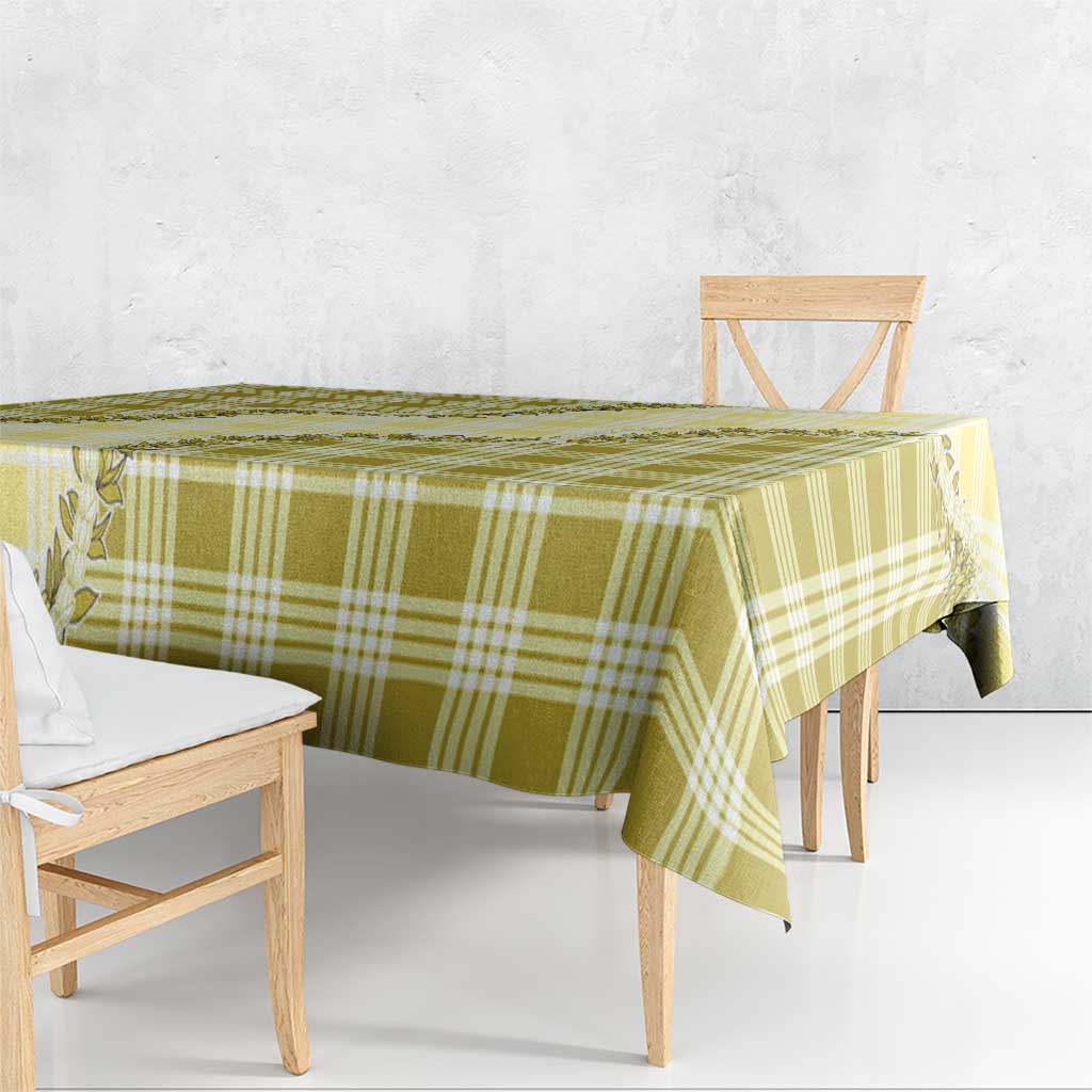 Yellow Hawaii Palaka Tablecloth Hawaiian Pikake Lei LT05 - Polynesian Pride