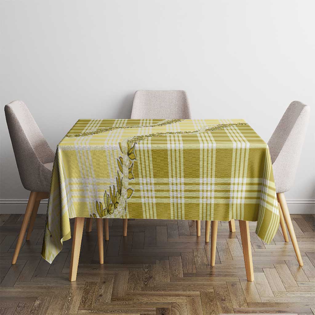 Yellow Hawaii Palaka Tablecloth Hawaiian Pikake Lei LT05 - Polynesian Pride
