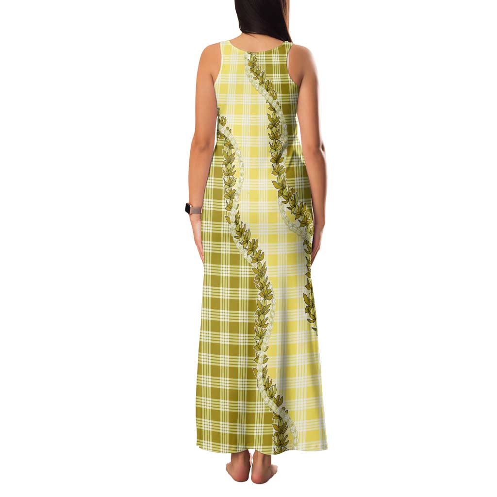 Yellow Hawaii Palaka Tank Maxi Dress Hawaiian Pikake Lei LT05 - Polynesian Pride