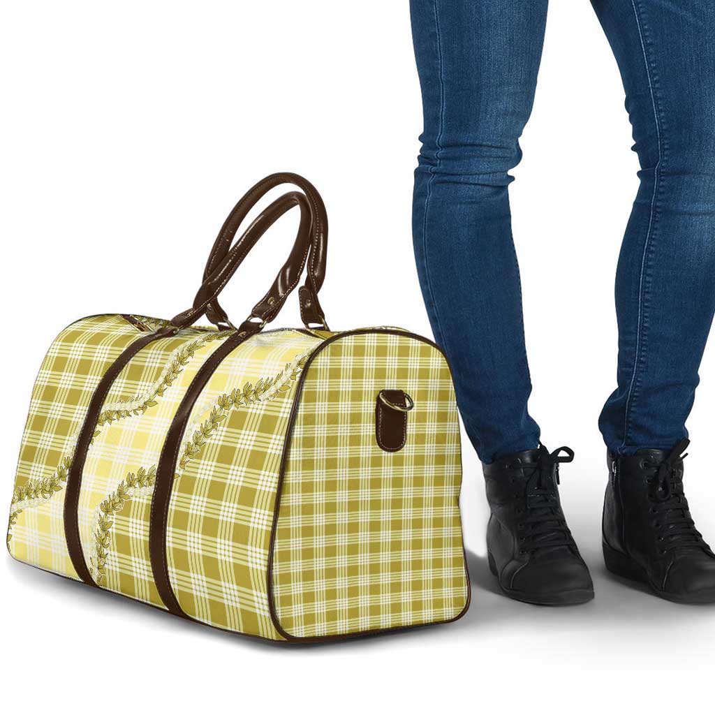 Yellow Hawaii Palaka Travel Bag Hawaiian Pikake Lei LT05 - Polynesian Pride