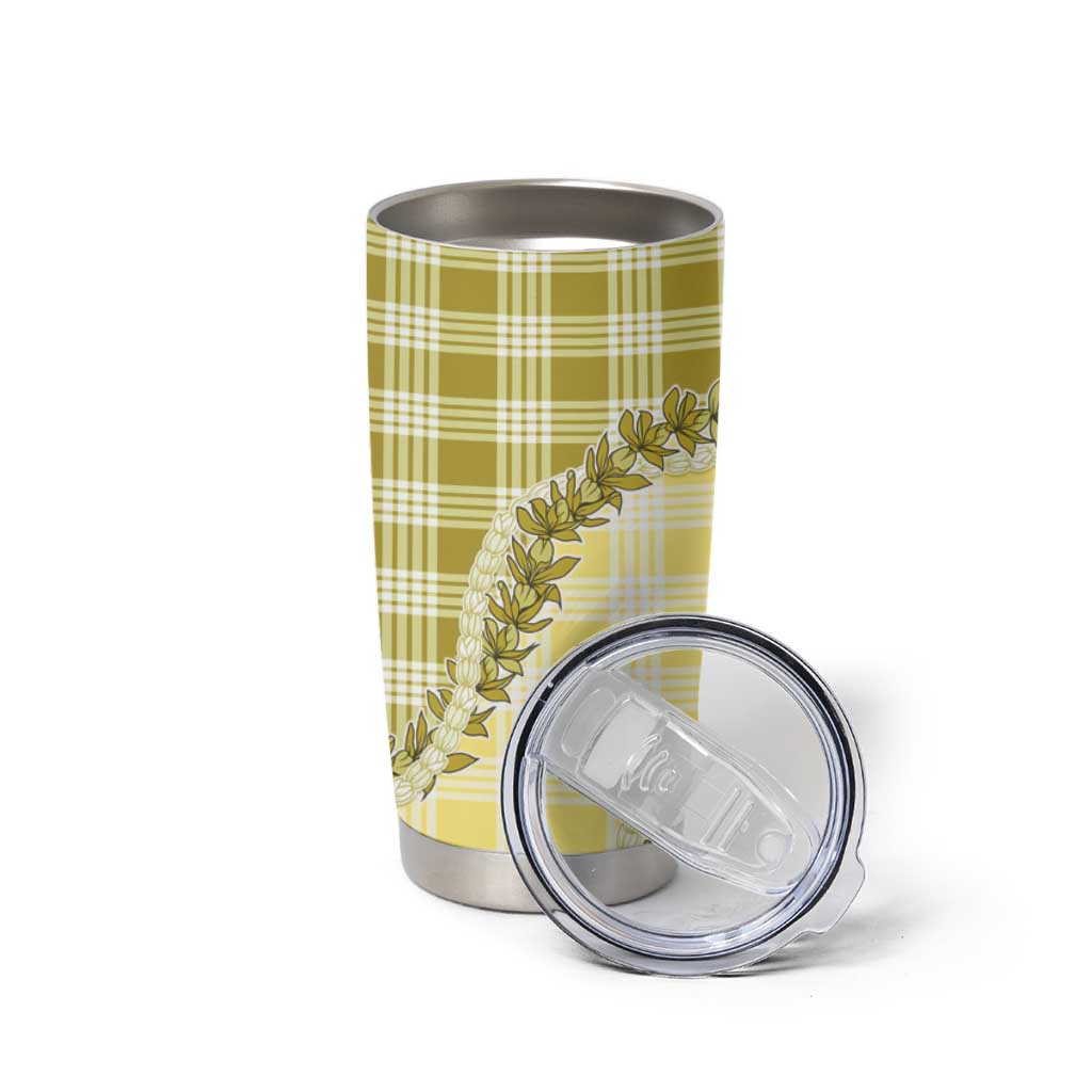 Yellow Hawaii Palaka Tumbler Cup Hawaiian Pikake Lei LT05 - Polynesian Pride