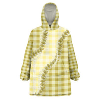 Yellow Hawaii Palaka Wearable Blanket Hoodie Hawaiian Pikake Lei LT05 One Size Yellow - Polynesian Pride