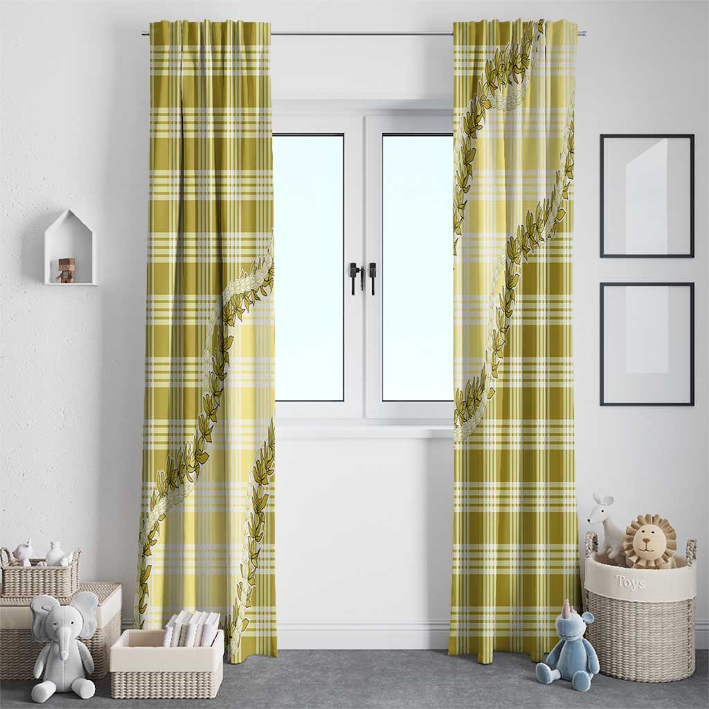 Yellow Hawaii Palaka Window Curtain Hawaiian Pikake Lei LT05 - Polynesian Pride