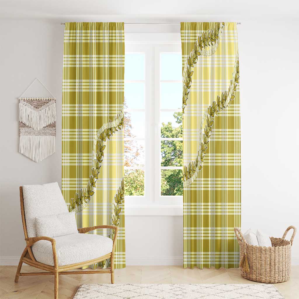 Yellow Hawaii Palaka Window Curtain Hawaiian Pikake Lei LT05 - Polynesian Pride