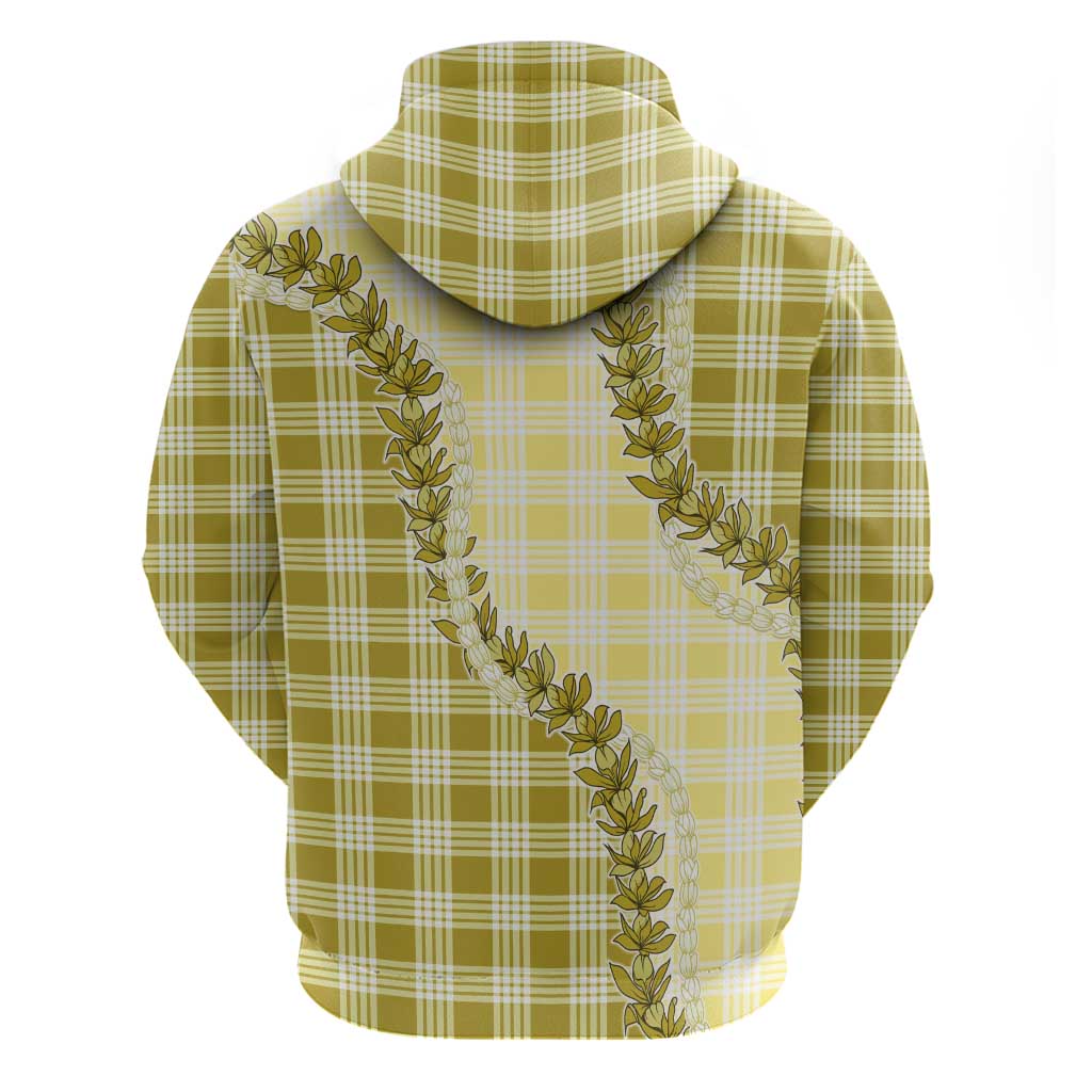 Yellow Hawaii Palaka Zip Hoodie Hawaiian Pikake Lei LT05 - Polynesian Pride