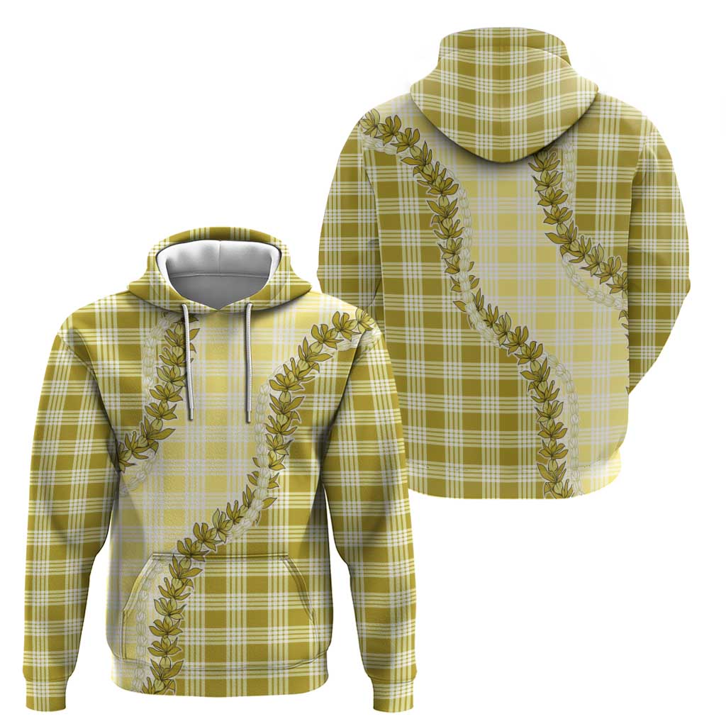 Yellow Hawaii Palaka Zip Hoodie Hawaiian Pikake Lei LT05 - Polynesian Pride