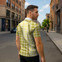 Yellow Hawaii Palaka Zipper Polo Shirt Hawaiian Pikake Lei LT05 - Polynesian Pride