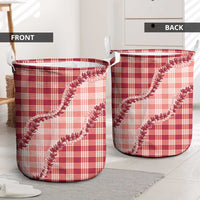 Red Hawaii Palaka Laundry Basket Hawaiian Pikake Lei LT05 - Polynesian Pride