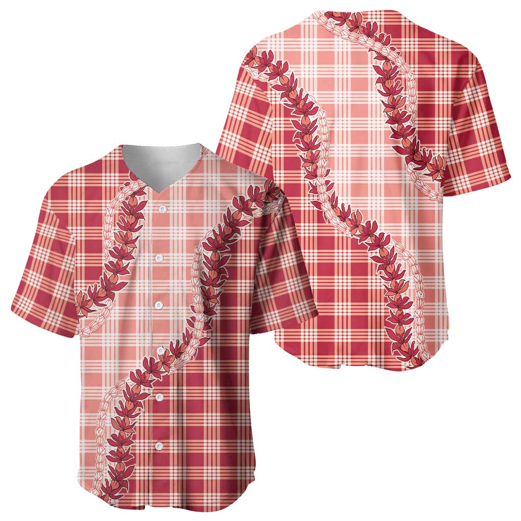 Red Hawaii Palaka Baseball Jersey Hawaiian Pikake Lei LT05 - Polynesian Pride