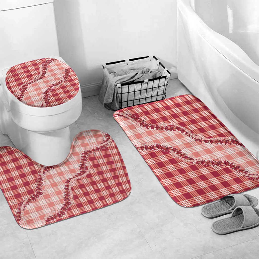 Red Hawaii Palaka Bathroom Set Hawaiian Pikake Lei