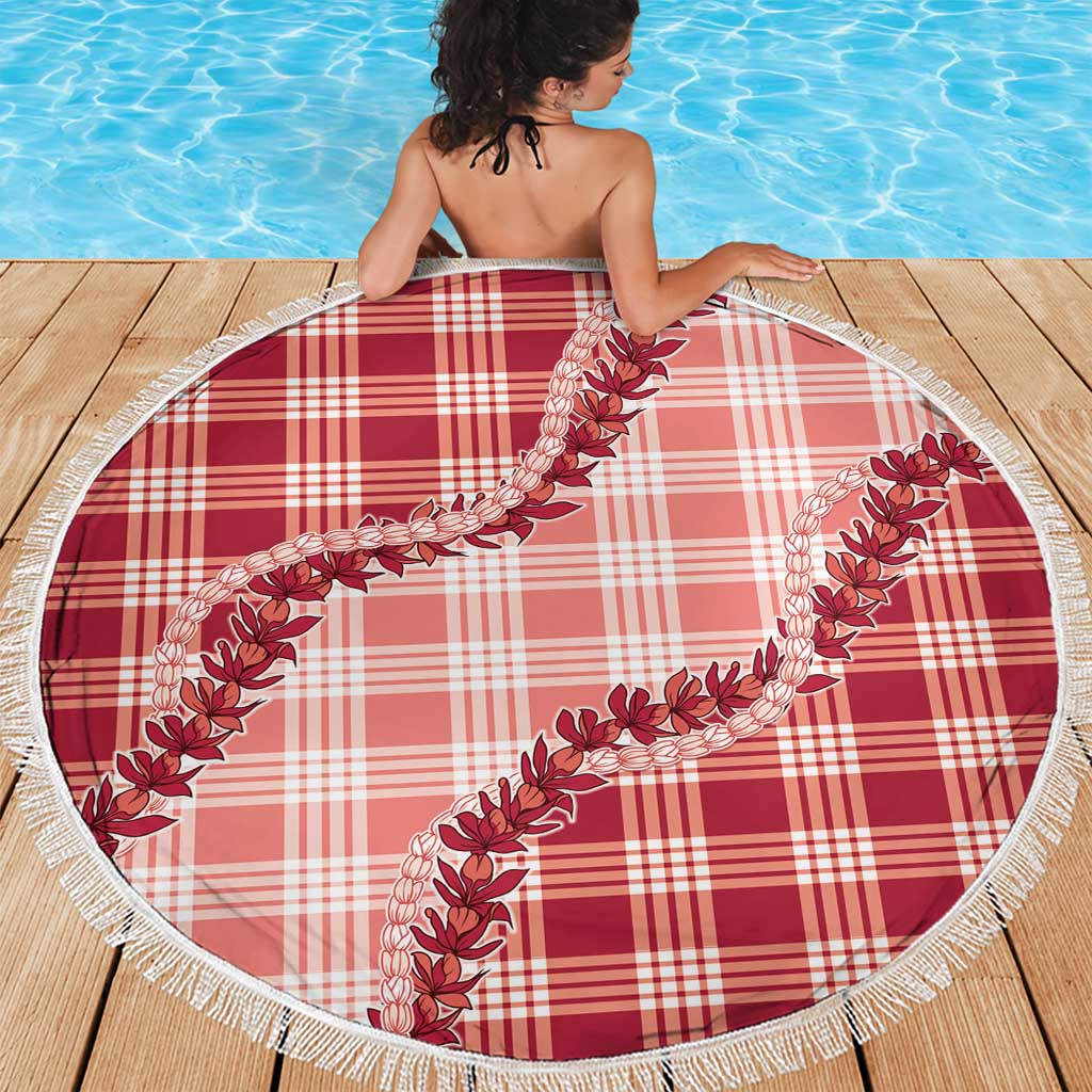 Red Hawaii Palaka Beach Blanket Hawaiian Pikake Lei LT05 - Polynesian Pride