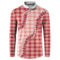 Red Hawaii Palaka Button Sweatshirt Hawaiian Pikake Lei