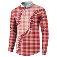 Red Hawaii Palaka Button Sweatshirt Hawaiian Pikake Lei