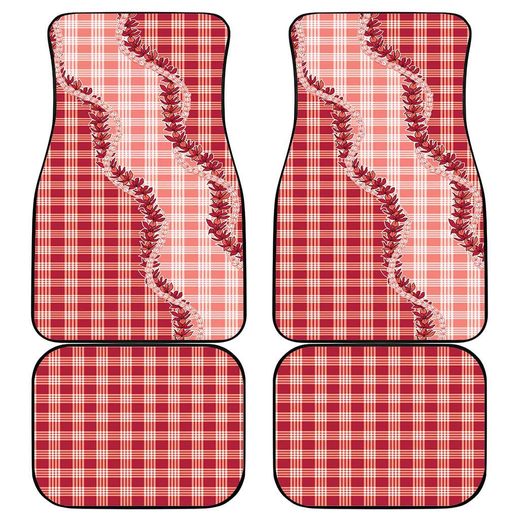 Red Hawaii Palaka Car Mats Hawaiian Pikake Lei LT05 - Polynesian Pride