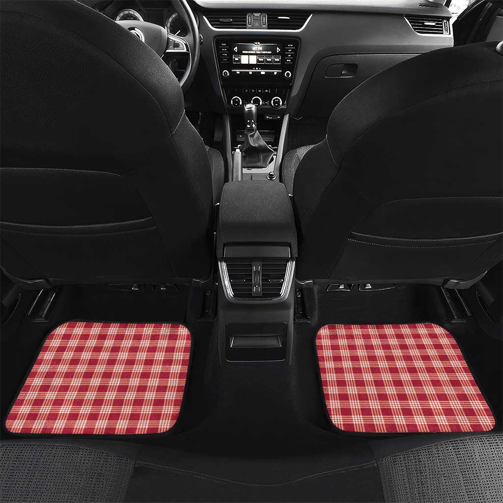 Red Hawaii Palaka Car Mats Hawaiian Pikake Lei LT05 Set 2pcs - Back Red - Polynesian Pride