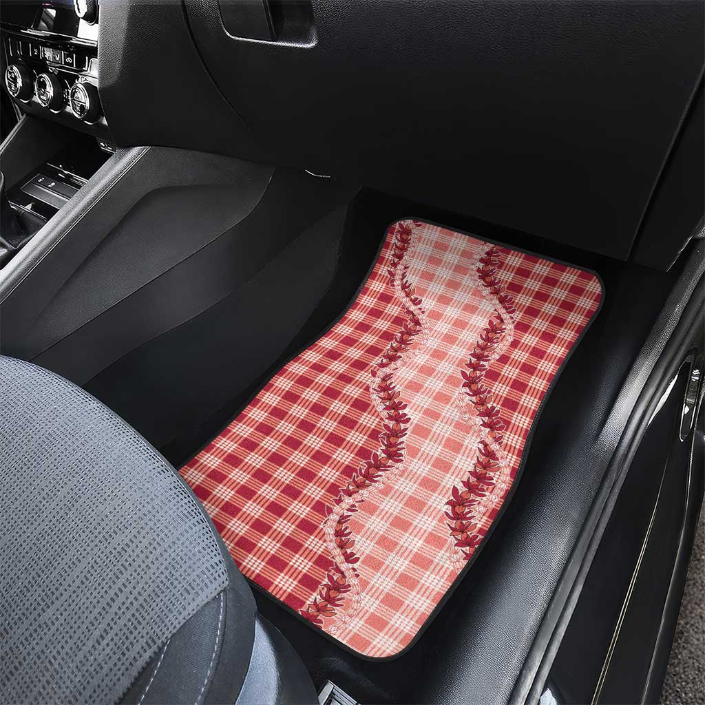 Red Hawaii Palaka Car Mats Hawaiian Pikake Lei LT05 - Polynesian Pride