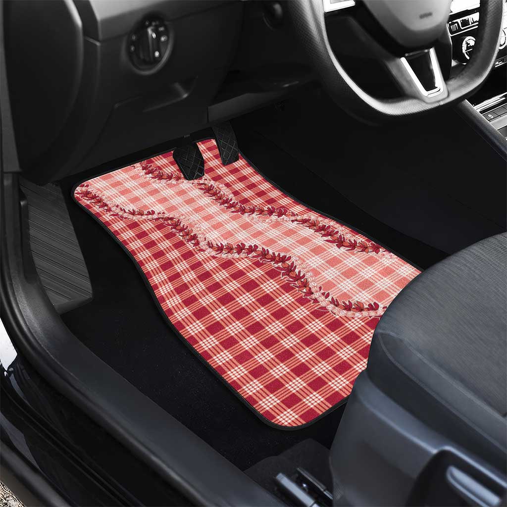 Red Hawaii Palaka Car Mats Hawaiian Pikake Lei LT05 - Polynesian Pride