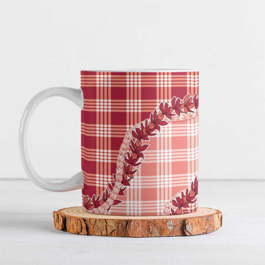 Red Hawaii Palaka Ceramic Mug Hawaiian Pikake Lei LT05 Red - Polynesian Pride