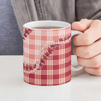 Red Hawaii Palaka Ceramic Mug Hawaiian Pikake Lei LT05 - Polynesian Pride