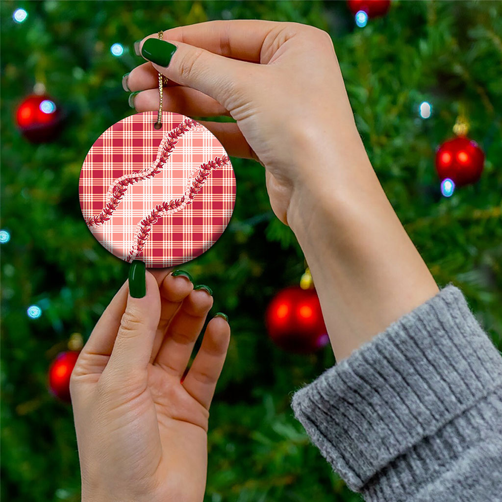 Red Hawaii Palaka Ceramic Ornament Hawaiian Pikake Lei LT05 - Polynesian Pride