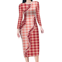 Red Hawaii Palaka Family Matching Long Sleeve Bodycon Dress and Hawaiian Shirt Hawaiian Pikake Lei