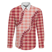 Red Hawaii Palaka Family Matching Mermaid Dress and Hawaiian Shirt Hawaiian Pikake Lei