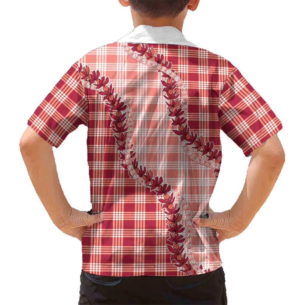 Red Hawaii Palaka Hawaiian Shirt Hawaiian Pikake Lei LT05 - Polynesian Pride