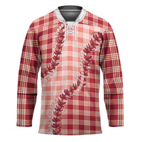 Red Hawaii Palaka Hockey Jersey Hawaiian Pikake Lei LT05 Unisex Red - Polynesian Pride