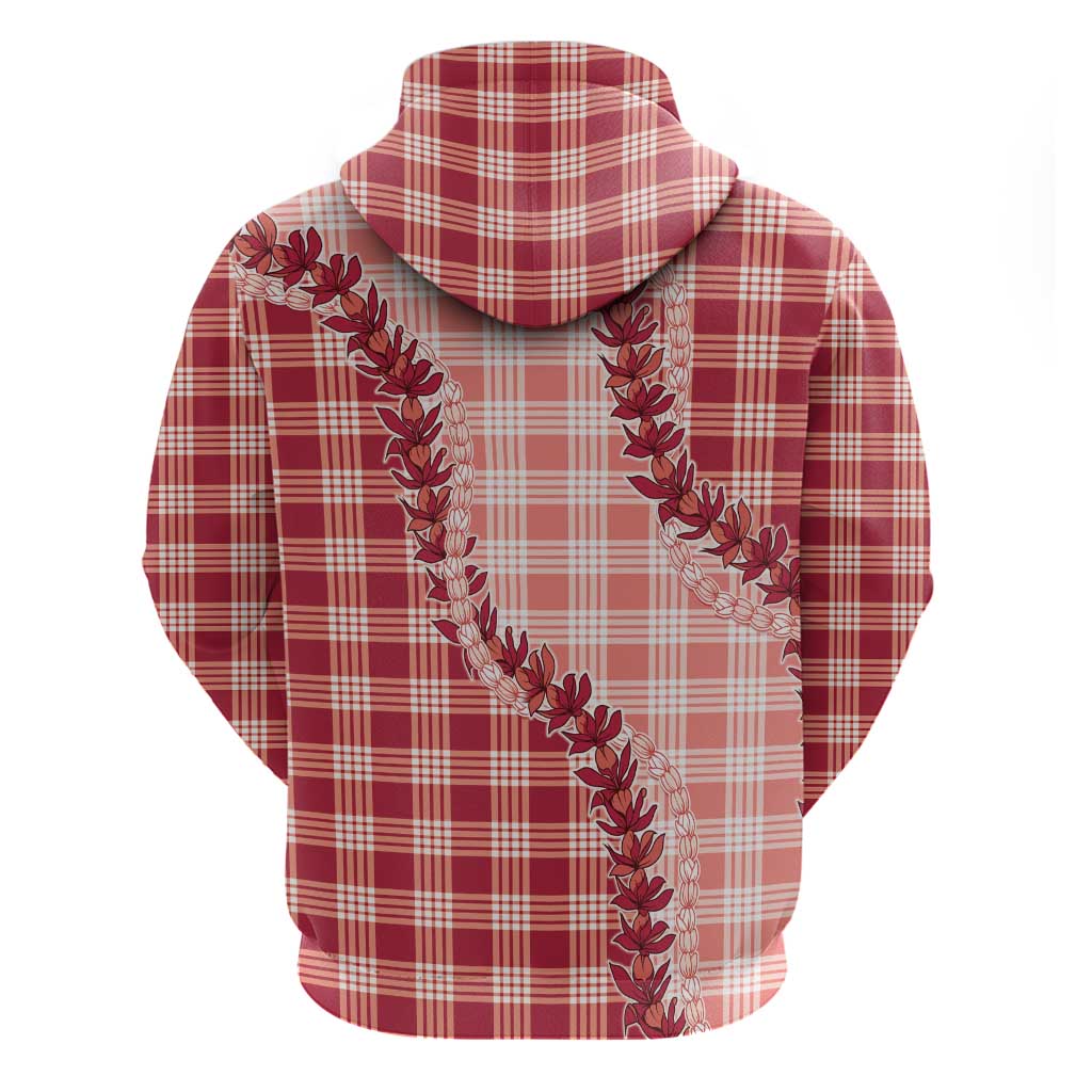 Red Hawaii Palaka Hoodie Hawaiian Pikake Lei LT05 - Polynesian Pride