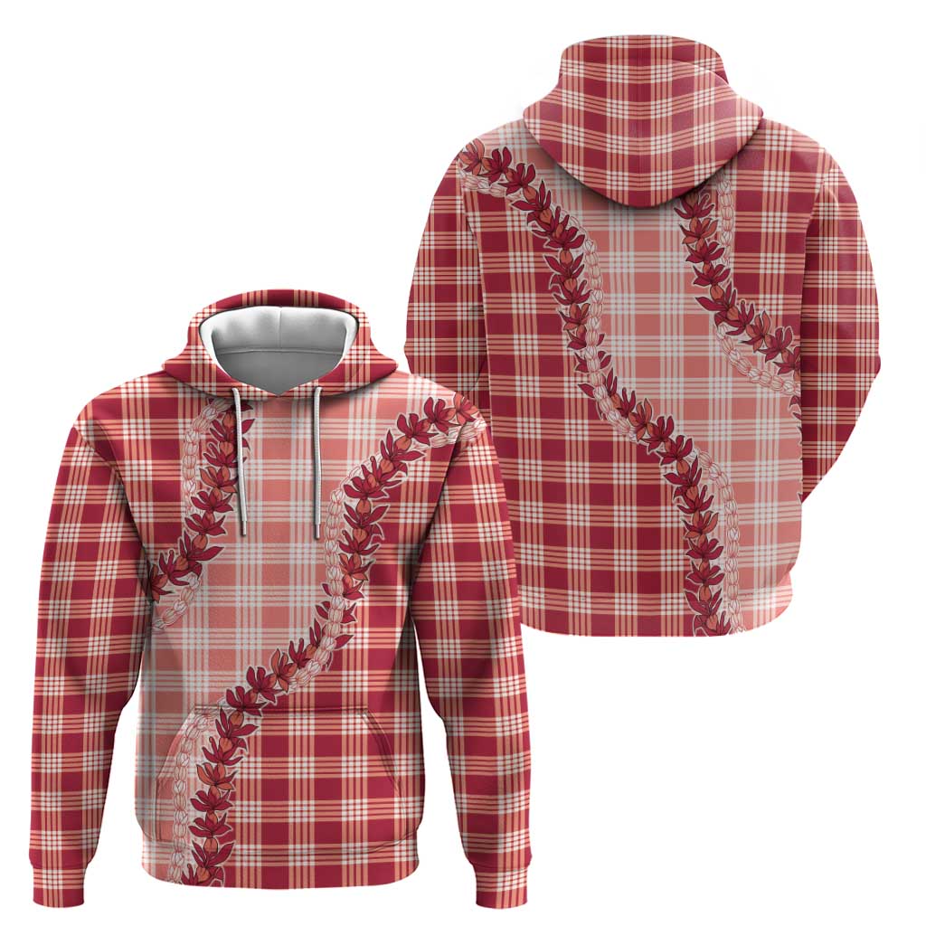Red Hawaii Palaka Hoodie Hawaiian Pikake Lei LT05 - Polynesian Pride