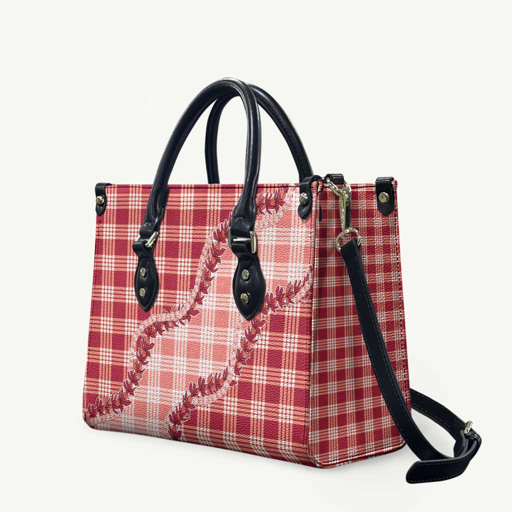 Red Hawaii Palaka Leather Bag Hawaiian Pikake Lei LT05 Red - Polynesian Pride