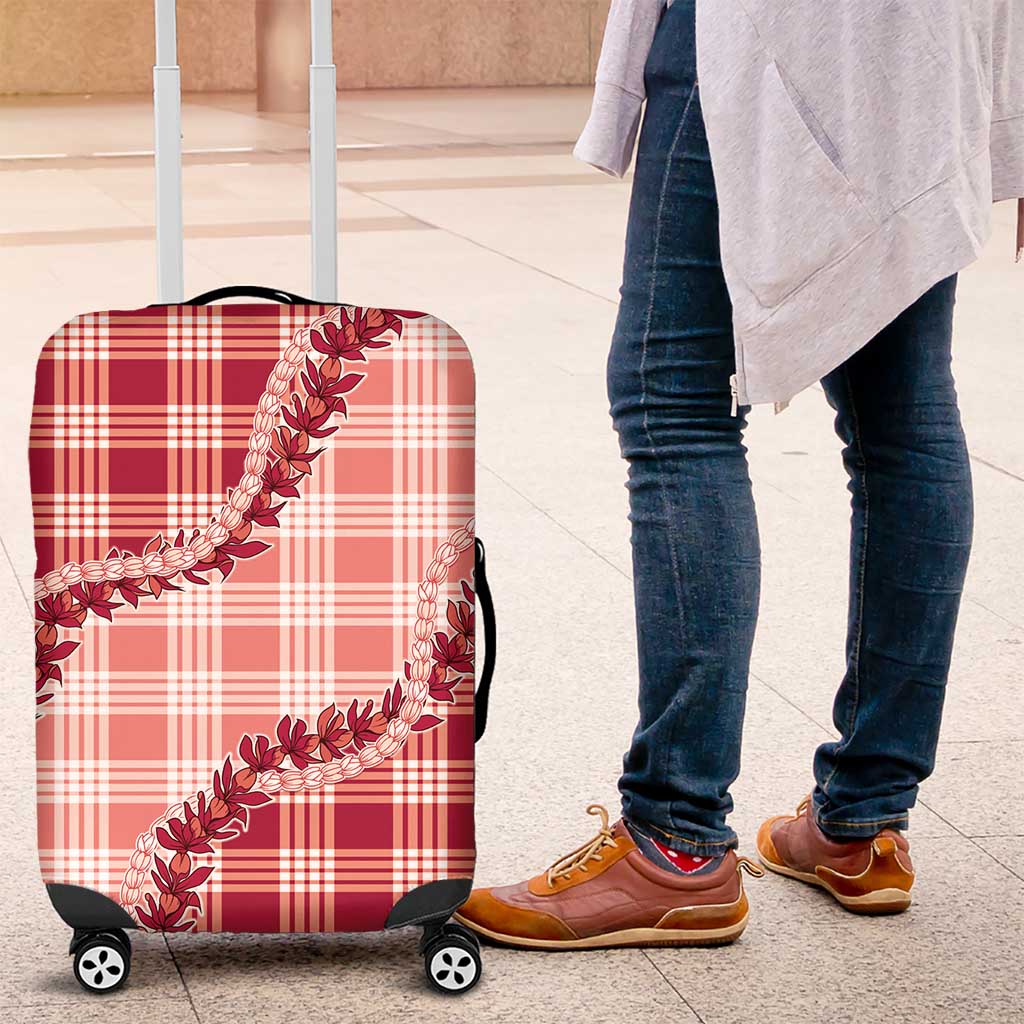 Red Hawaii Palaka Luggage Cover Hawaiian Pikake Lei LT05 Red - Polynesian Pride