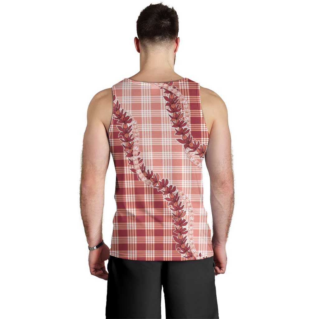 Red Hawaii Palaka Men Tank Top Hawaiian Pikake Lei LT05 - Polynesian Pride
