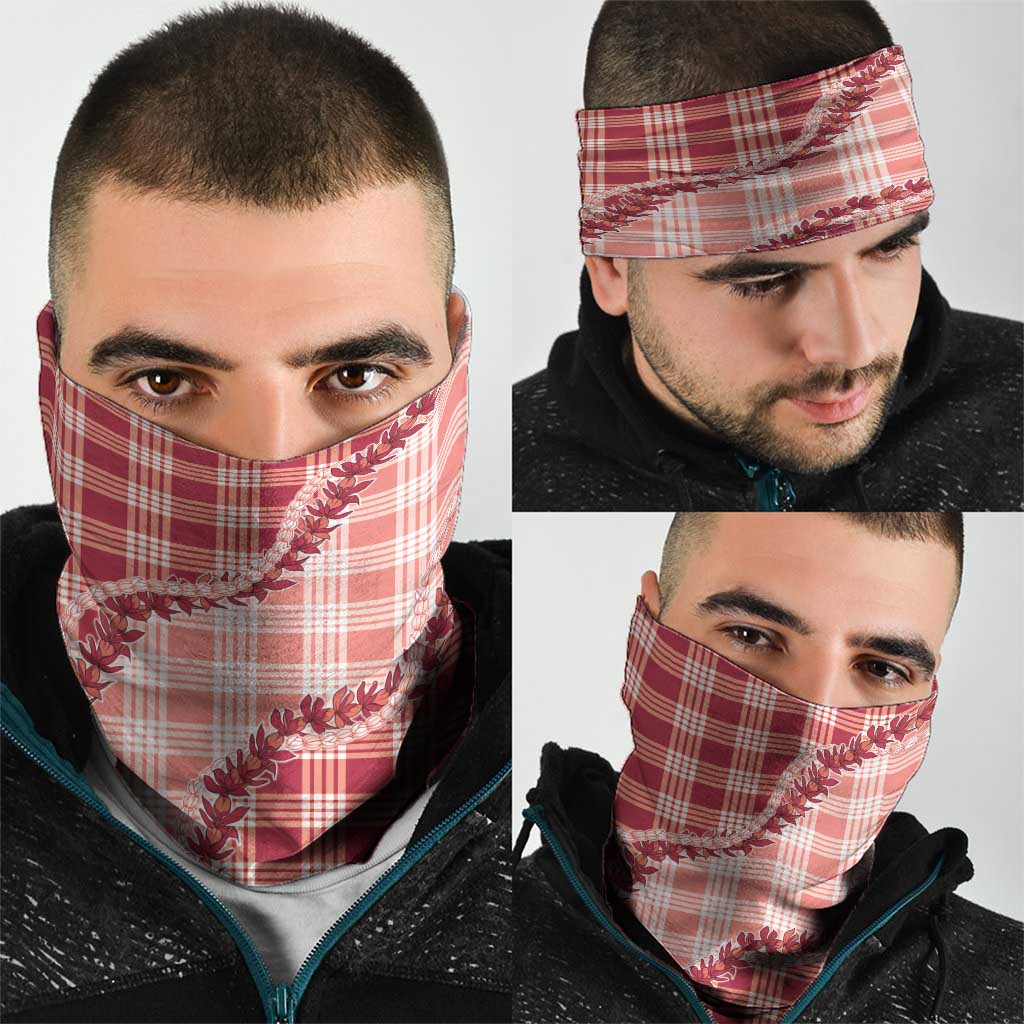 Red Hawaii Palaka Neck Gaiter Hawaiian Pikake Lei LT05 - Polynesian Pride