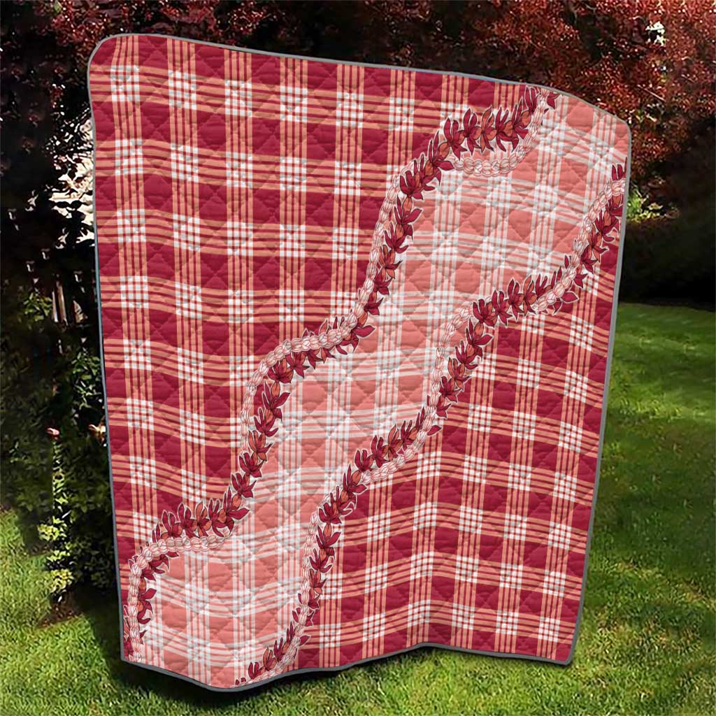 Red Hawaii Palaka Quilt Hawaiian Pikake Lei LT05 - Polynesian Pride