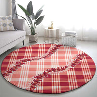 Red Hawaii Palaka Round Carpet Hawaiian Pikake Lei