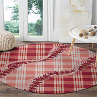 Red Hawaii Palaka Round Carpet Hawaiian Pikake Lei