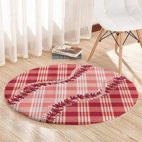 Red Hawaii Palaka Round Carpet Hawaiian Pikake Lei
