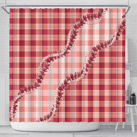 Red Hawaii Palaka Shower Curtain Hawaiian Pikake Lei LT05 - Polynesian Pride