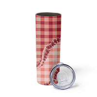 Red Hawaii Palaka Skinny Tumbler Hawaiian Pikake Lei LT05 - Polynesian Pride