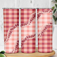 Red Hawaii Palaka Skinny Tumbler Hawaiian Pikake Lei LT05 - Polynesian Pride