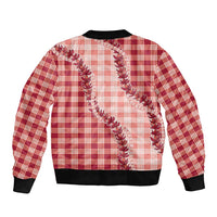 Red Hawaii Palaka Sleeve Zip Bomber Jacket Hawaiian Pikake Lei LT05 - Polynesian Pride