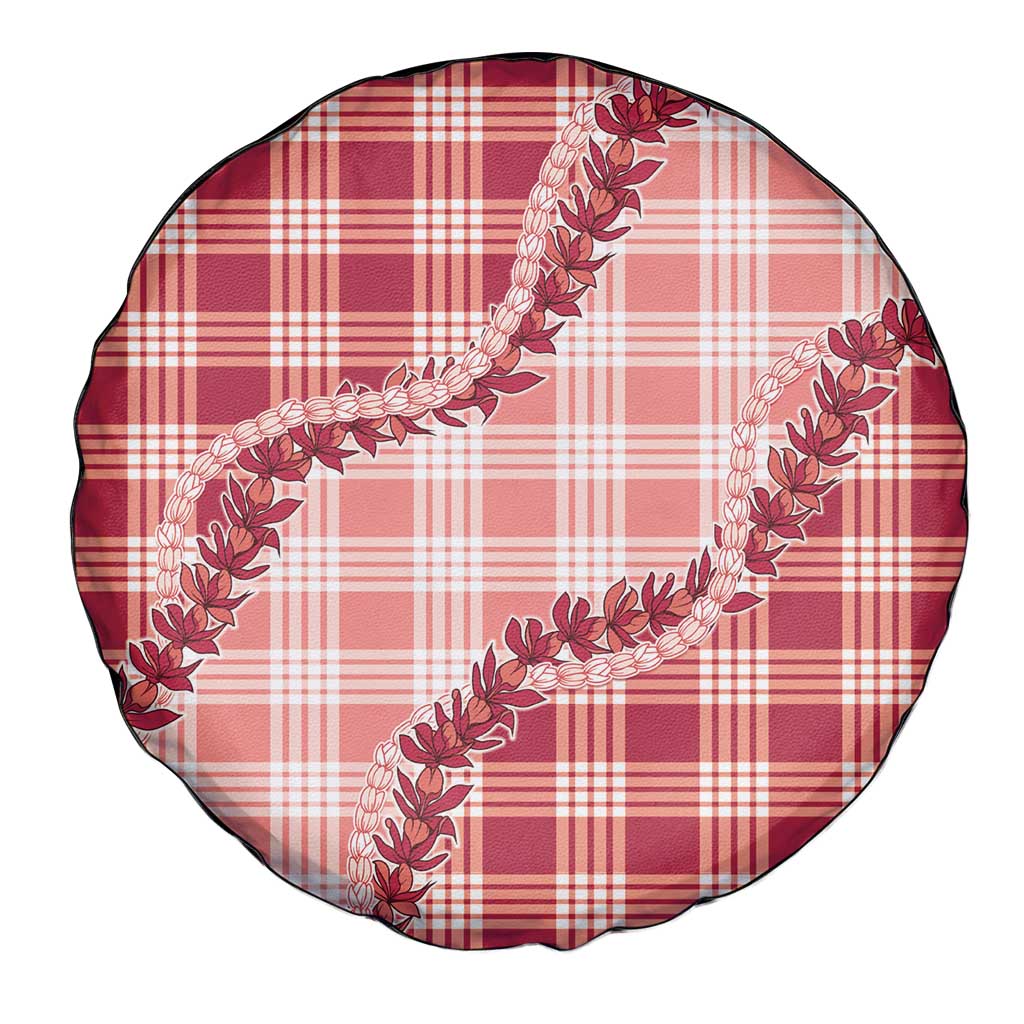 Red Hawaii Palaka Spare Tire Cover Hawaiian Pikake Lei LT05 - Polynesian Pride